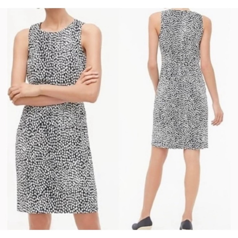 JCREW Basket weave Dot Navy Sheath Dress